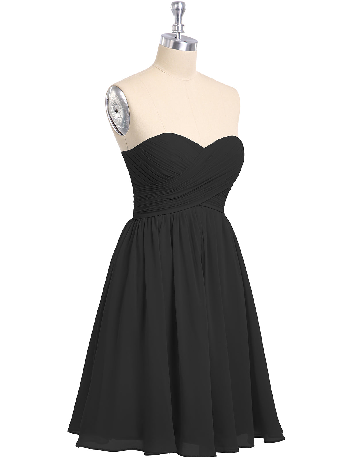 Strapless Mini Chiffon Dresses with Sweethart Plum